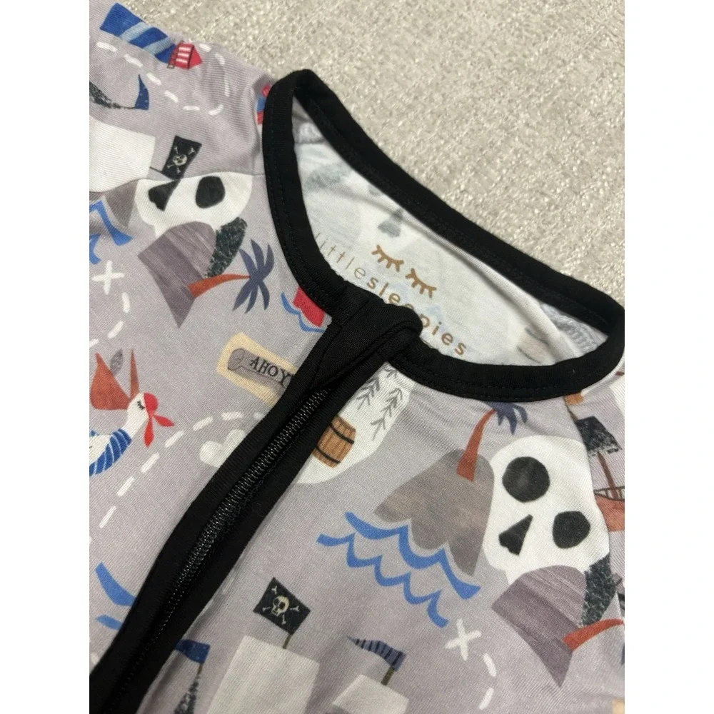 Little Sleepies Pirates Map Bamboo Shorty Zippy Size 3-6 Months NWOT NEW